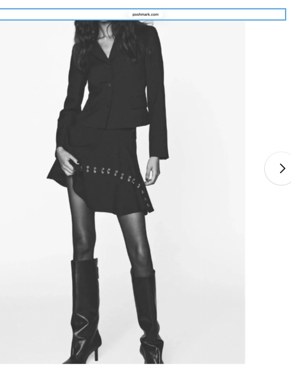 Zara (NWT) Short Swing Skirt with diagonal metal eyelet apllique